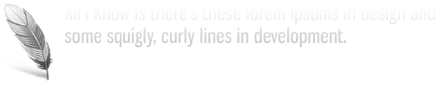 All i know is there's these lorem ipsums in design and some squigly, curly lines in development.