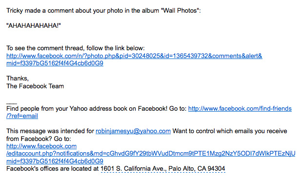 Facebook Plain Text Facebook notification in Plain Text