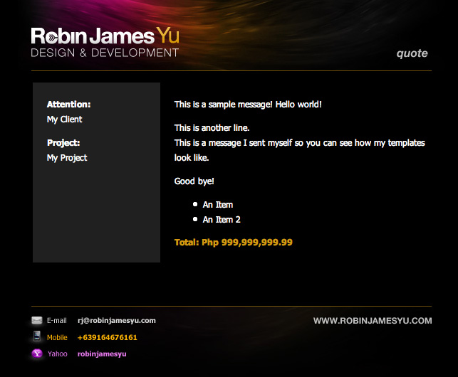 My HTML Quote Template Quote Template