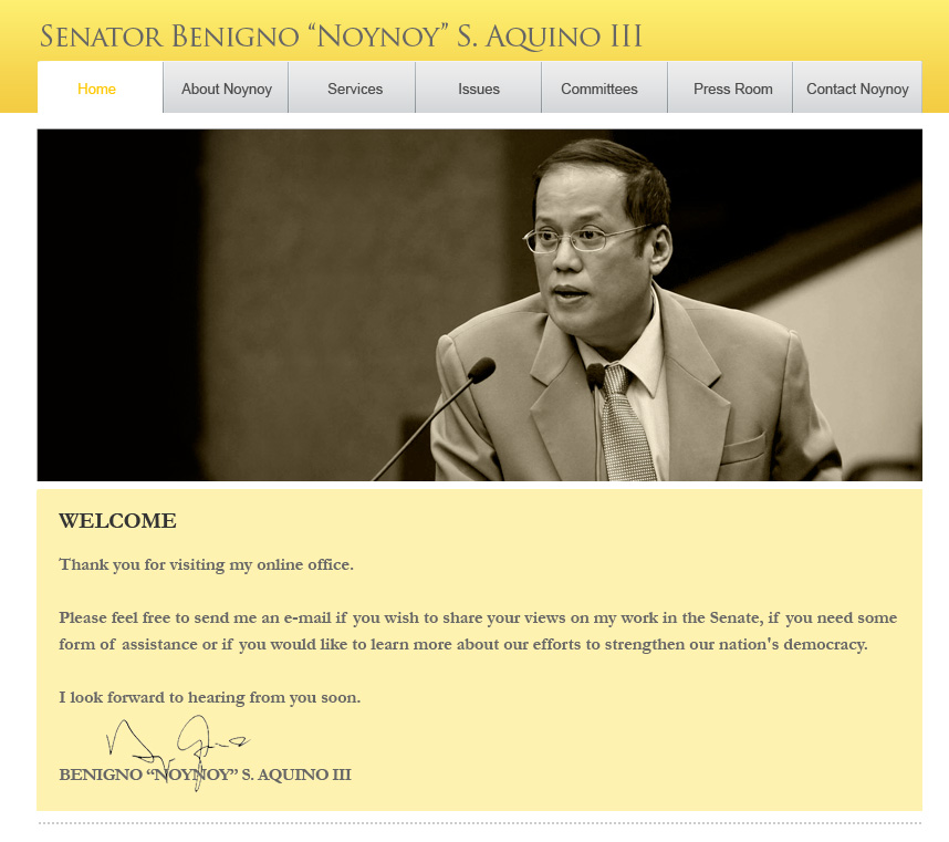 Noynoy's website Noynoy's website